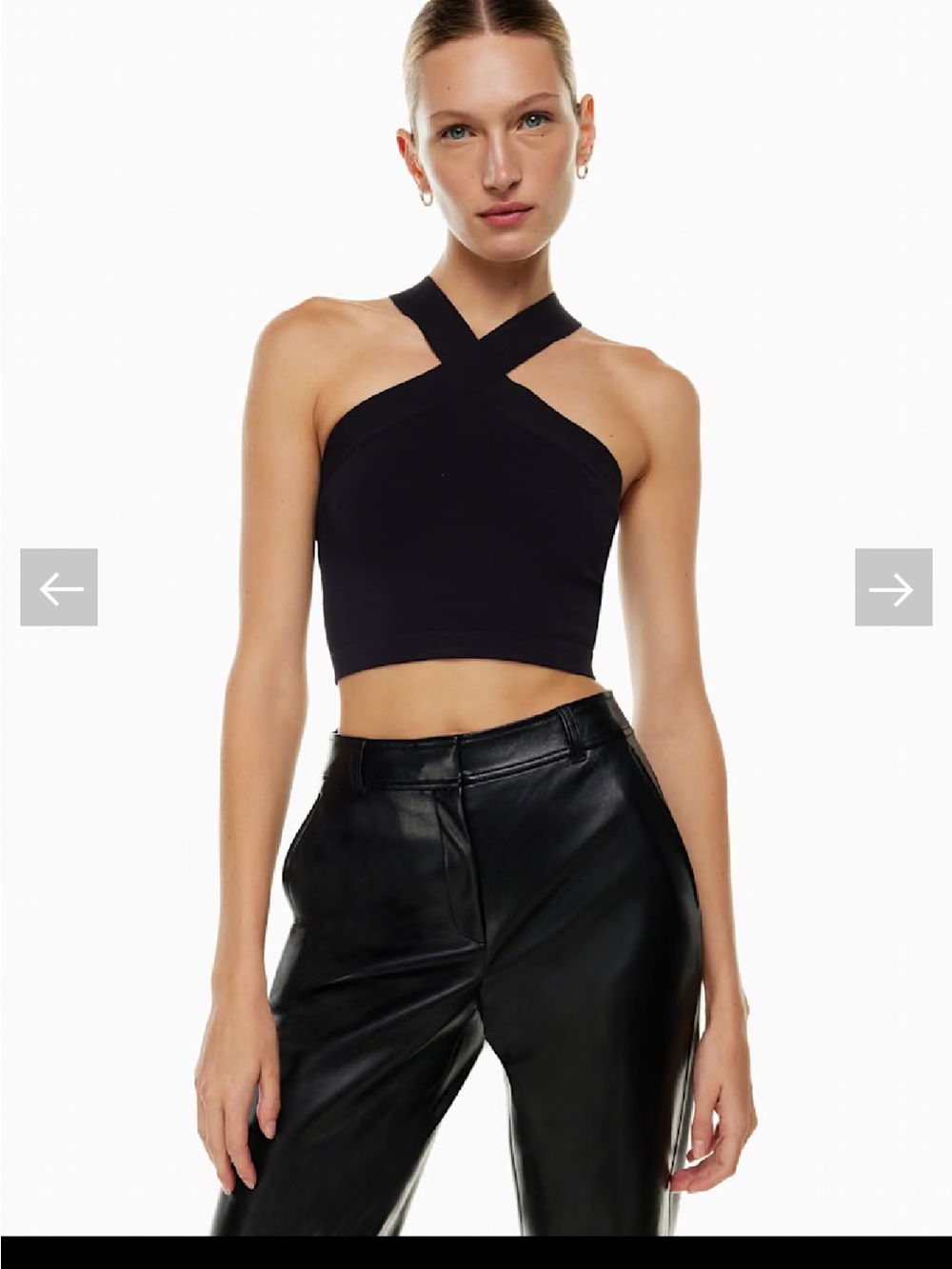 Aritzia Babaton Sculpt Knit Criss Cross Cropped Tank Black